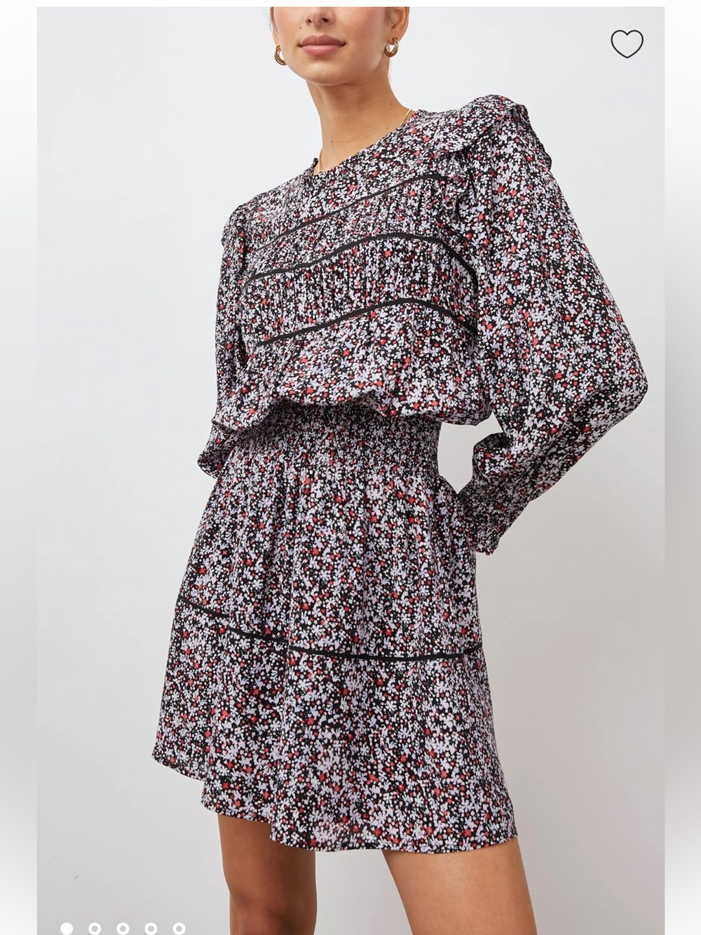 Rails Black and Red Floral Smocked Faren Midnight Meadow Mini Dress